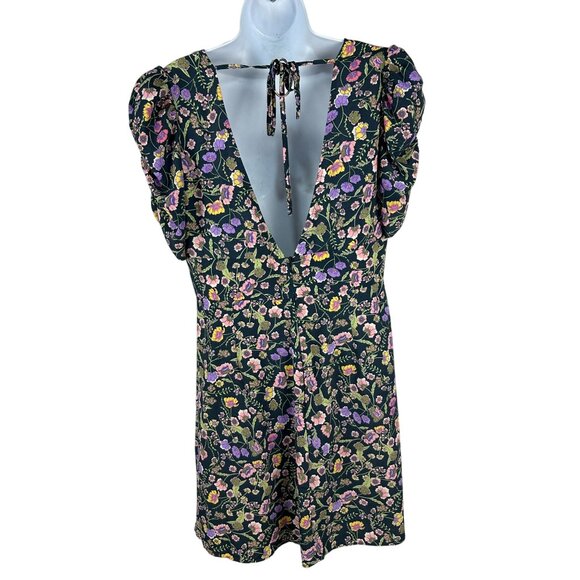 Topshop Womens Floral Ruffle V-Neck Dress Size US 8 Polyester - Picture 2 of 7